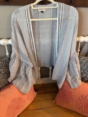 Universal Thread Striped Open-Front Cardigan - Navy & White